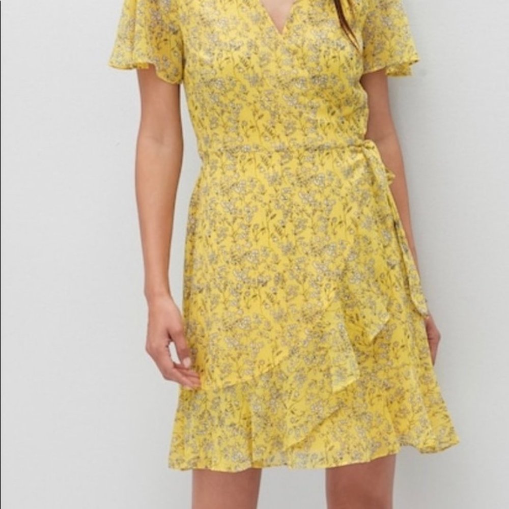 Banana Republic Factory Yellow Wrap Floral Dress